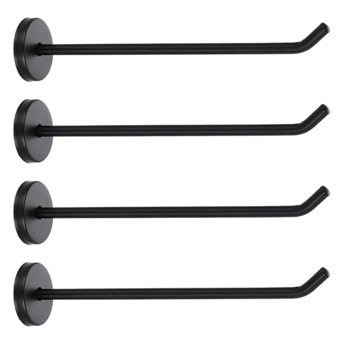 uxcell 4Pcs 8 Inch Coat Hooks, Stainless Steel Long Nose Wall Mount Hook, Robe Towel Hangers with Screws for Livingroom Bathroom Closets and Wardrobe, Black - color: Black, size: 8 Inch