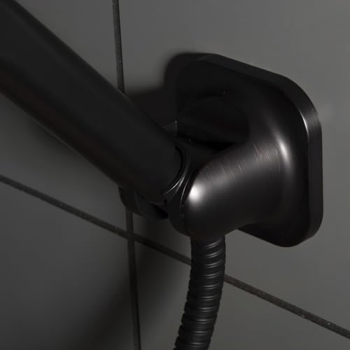 Handheld Shower Head Holder - 5 Positions Adjustable - Clip in - Screw or Adhesive Mount - Bathroom Wall Mounted Shower Wand Holder (Oil Rubbed) - color: Oil Rubbed