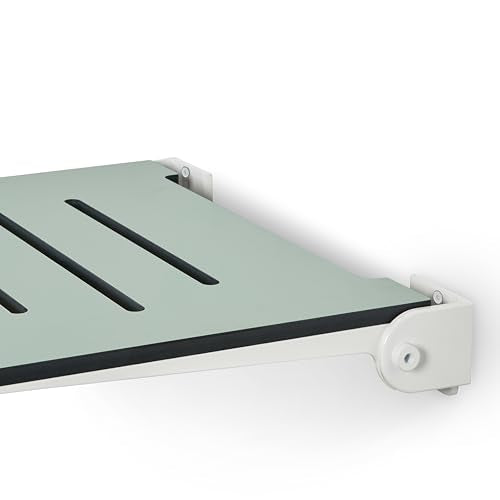 18 inch Silhouette Slimline Folding Wall Mount Shower Bench Seat, Sea Green Seat with White Frame - color: Sea Green Seat With White Frame