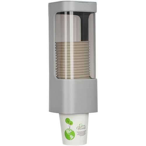 Cup Dispenser, Water Cooler Cup Dispenser for 3oz-5oz Disposable Cups-Grey | Bathroom Cup Holder, Plastic Paper Cup Dispenser with Adhesive/Screw Mount for Office, Hospital, Bathroom - color: Grey