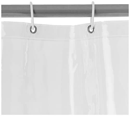Amazon Basics Water Resistant 8-Gauge PEVA Shower Curtain Liner with Rust-Proof Metal Grommets and Plastic Hooks, 72"L x 72"W, Clear - color: Clear, size: 72"W x 72"L (Pack of 1), style: PEVA