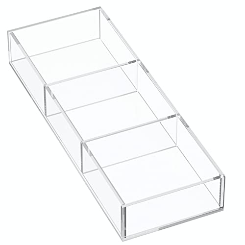 3 Section Clear Acrylic Drawer Organizer Tray, Office & Makeup Drawer Organizer (11.8x4.3 inch) - size: 4'' x 12''