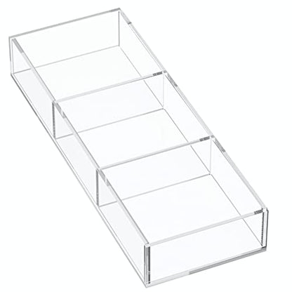 3 Section Clear Acrylic Drawer Organizer Tray, Office & Makeup Drawer Organizer (11.8x4.3 inch) - size: 4'' x 12''