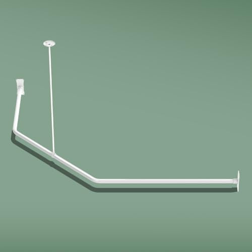 Naiture L Shape Shower Curtain Rod, 18-1/2" X 26" X 30-1/2", Gloss White | Aluminum, Includes 36" Ceiling Support & Hardware, Cut to Fit, Permanent Mount, Counterpart Wall Size 48" x 36" - color: Gloss White, size: 18-1/2" X 26" X 30-1/2"