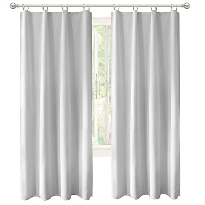 DriftAway Thermal Insulated 100 Percent Darkening Blackout Curtain Liner 2 Panels Each Liner Size 50 Inch by 92 Inch Rings Included Off White Panel - size: 50"W x 92"L (Pack of 2)