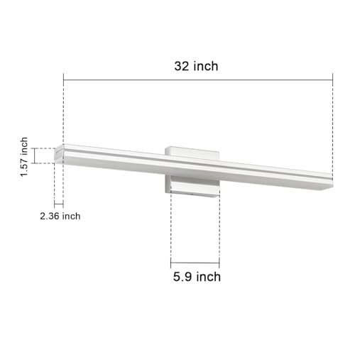 SineRise 32-Inch LED Modern Bathroom Vanity Light Bar, Chrome Modern Acrylic Bathroom Wall Lighting Fixtures Over Mirror (Cool White 6000K) - color: Chrome-Cool White, size: 32-Inch