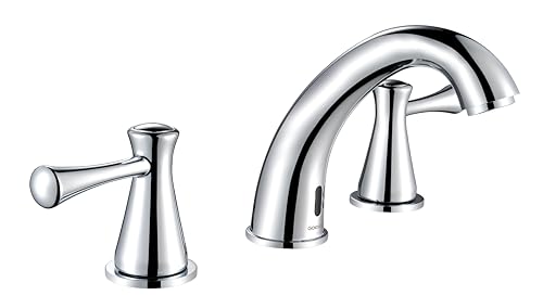Touchless Bathroom Faucet for 3 Holes 3 Handles, Controlling Temperature & Adjustable Water Flow, Short & Long Induction Modes, Auto Motion Sensor Bathroom Faucet Set (29183 Chromed) - color: 29183 Chromed
