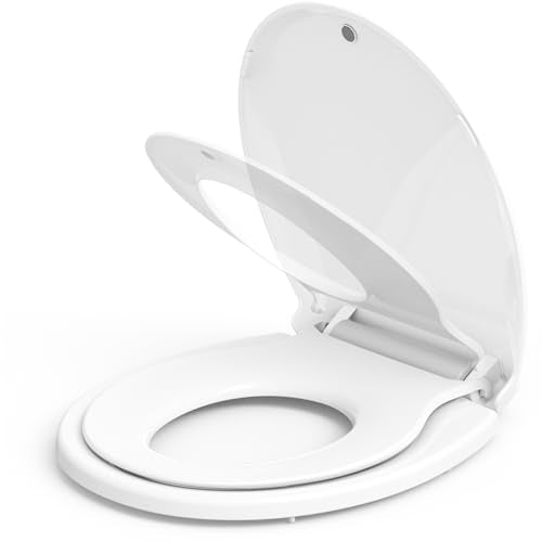 17'' Round Toilet Seat with Built-In Toddler Seat, Soft Close Potty Training Toilet Seat for Adult & Child, Durable PP Seat, Easy to Install & Remove, Fits Most Standard Toilets - color: White, size: Round with Toddler Seat
