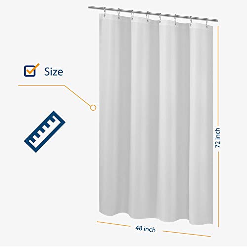 N&Y HOME Fabric Shower Curtain Liner 48 x 72 inches Bath Stall Size, White | Hotel Quality, Bottom Magnets, Machine Washable, Water Repellent, 48x72 Bathroom Curtain with Grommets - color: White, size: 48"W x 72"L (Pack of 1)