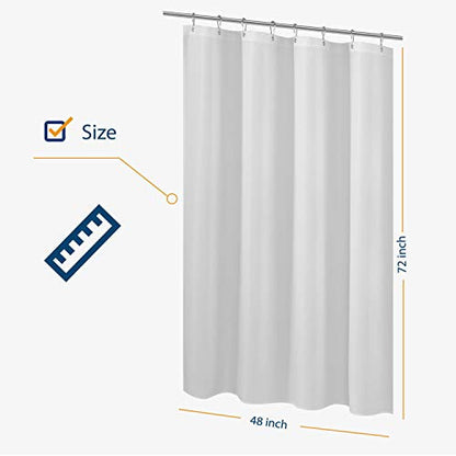 N&Y HOME Fabric Shower Curtain Liner 48 x 72 inches Bath Stall Size, White | Hotel Quality, Bottom Magnets, Machine Washable, Water Repellent, 48x72 Bathroom Curtain with Grommets - color: White, size: 48"W x 72"L (Pack of 1)