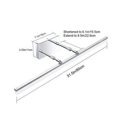 Aipsun 31.5 inch LED Vanity Lights Adjustable Bathroom Light Fixtures Bathroom Lighting Fixture Over Mirror Chrome Modern Vanity Lighting 5500K - color: Chrome, size: 31.5 in
