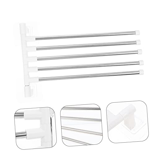 UKCOCO Stainless Steel Rotatory Towel Storage Shelf Wall Mounted Bar Bathroom Towel Holder with Punch Installation Scratch Resistant Rack