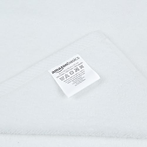 Amazon Basics 2-Piece Quick-Dry Oversize Bath Towel, 100% Cotton, 62" x 30", White - color: White, size: 2 Piece, style: Bath Sheet (Pack of 2)