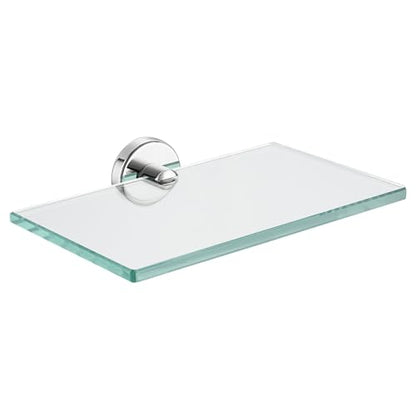 JQK Bathroom Glass Shelf Chrome, Tempered Glass Shower Storage 8 by 5 inches, 304 Stainless Steel Polished Chrome Wall Mount, TGS101L8-CH - color: Chrome, size: 8 Inch (1 Pack)