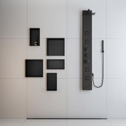 Achelous Stainless Steel Insert Shower Niche 12" X 12" NO Tile Needed, Bathroom Wall Niche Recessed Shower Shelf Organizer, Wall-Inserted Niche Recessed Shower Caddy, Matte Black - color: Matte Black, size: 12" X 12"