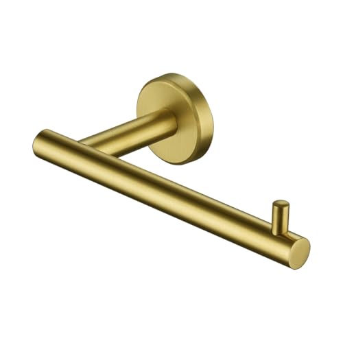 JQK Gold Toilet Paper Holder, 5 Inch Tissue Paper Dispenser, 304 Stainless Steel Thick 0.8mm Wall Mount, Brushed Brass, TPH100-BG - color: Gold, size: Bar