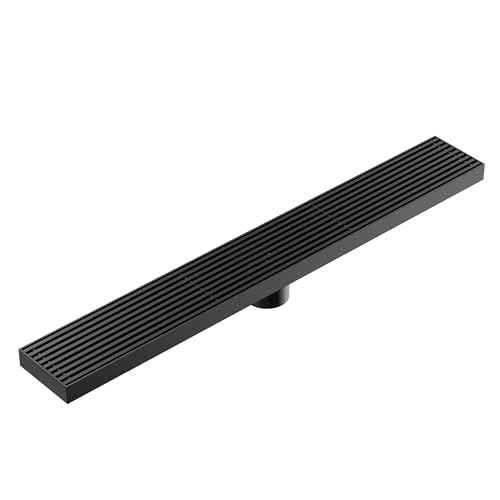 24 Inch Linear Shower Drain, Matte Black Rectangular Floor Drain with Removable Grate, SUS304 Stainless Steel, High Flow Capacity and cUPC Certified - color: Matte Black, size: 24