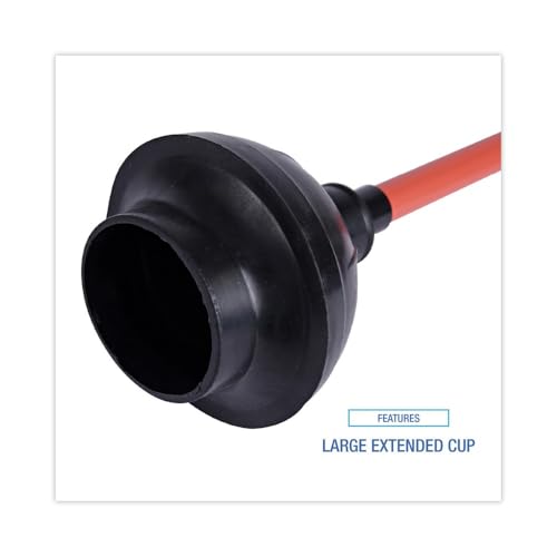 Boardwalk BWK09201EA 18 in. Plastic Handle Toilet Plunger for 5-5/8 in. Bowls - Red/Black