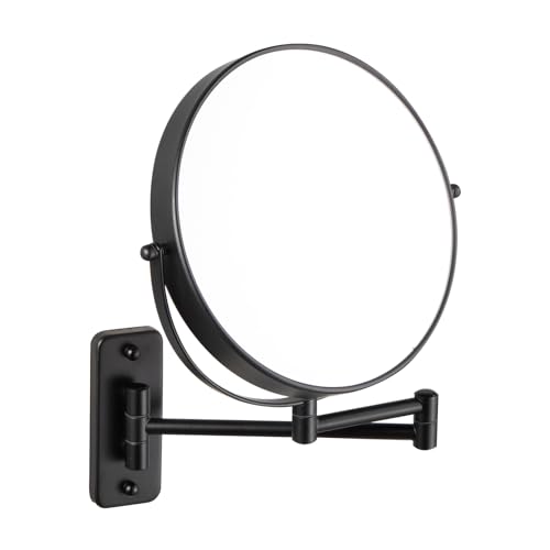 9 Inch Wall Mounted Makeup Vanity Mirror - Double Sided 1X/10X Magnifying Bathroom Mirror,360° Swivel Extendable Bathroom Mirror for Shaving (Black)