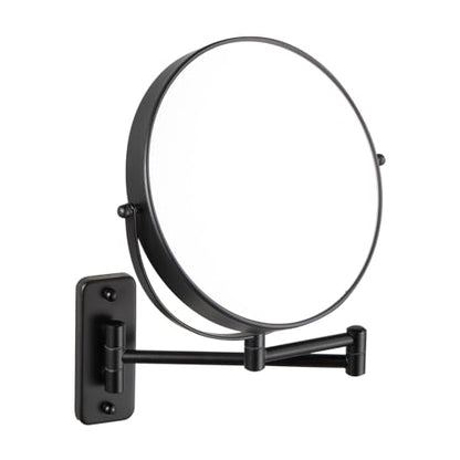 9 Inch Wall Mounted Makeup Vanity Mirror - Double Sided 1X/10X Magnifying Bathroom Mirror,360° Swivel Extendable Bathroom Mirror for Shaving (Black)