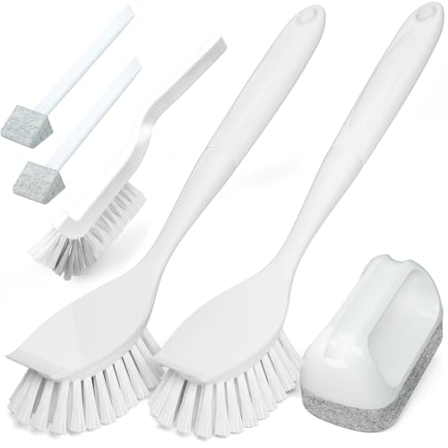 Holikme Dish Brush Cleaning Brush Set for Cleaning Groove Gap,White | Dish Brush Set Cleaning Brush Set, Scouring Pad for Cleaning, Groove Gap Brushes for Pot, Pan, Abrasive Wheel Brushes - color: White