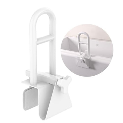 Adjustable Bathtub Safety Rail,YuanDe 17x6 Inch Stainless Steel Tub Handle | Heavy-Duty Clamp-On Bath Handle for Elderly Seniors, Disabled & Injury Recovery (300 lbs), White - size: Standard