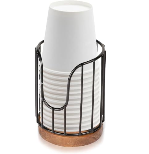 1PCS Rural Style Bathroom Cup Dispenser, Small Disposable Paper Cup Holder, 3oz Disposable Mouthwash Cup Storage Rack, Iron Bathroom Organizer - size: S