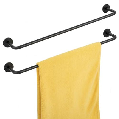 2 Packs Towel Bar 16-Inch Black Stainless Steel, Wall Mounted Bathroom Towel Rack with Mounting Screws, Rustproof - size: 16 inch