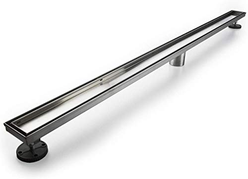 Neodrain 72" Brushed Linear Shower Drain,2-in-1 Flat& Tile Insert Cover | 304 Stainless Steel,Fast Drainage, Durable,Rectangle Shower Floor Drain with Adjustable Feet,Hair Strainer,Fits Bathrooms - color: Stainless Steel, size: 72 In