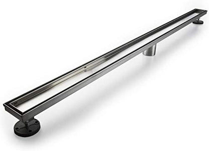 Neodrain 72" Brushed Linear Shower Drain,2-in-1 Flat& Tile Insert Cover | 304 Stainless Steel,Fast Drainage, Durable,Rectangle Shower Floor Drain with Adjustable Feet,Hair Strainer,Fits Bathrooms - color: Stainless Steel, size: 72 In