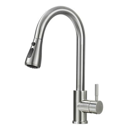 VFAUOSIT Kitchen Faucet with Pull Down Sprayer, Lead-Free Brushed Nickel | NSF 61/372 and cUPC Certified, 3 Spray Modes, 20-Inch Retractable Hose, Cold-Start Safety, 10-Minute Tool-Free Install - color: Brushed Nickel