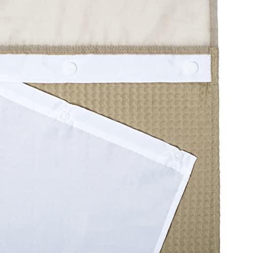River Dream Linen Cotton Blend Fabric Shower Curtain Set with Liner, 71x74 | Waffle Weave, No Hook Needed, with Snap in Replacement Liner, Top Sheer Window, Hotel Quality Fabric for Bathroom - color: Linen, size: 71"W x 74"L (Pack of 1)