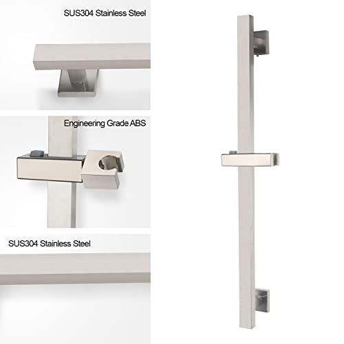 Bathroom Shower Slide Bar with 360° Adjustable Handheld Shower Head Holder Wall Mount Shower Bar SUS 304 Stainless Steel, Brushed Nickel - color: Brushed Nickel