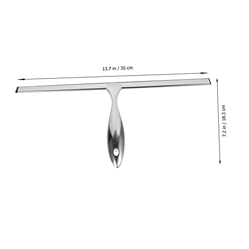 Stainless Steel Shower Squeegee Adhesive Hook 14-Inch Blade Window Cleaner for Shower Glass Doors Car Windows and Bathroom Use