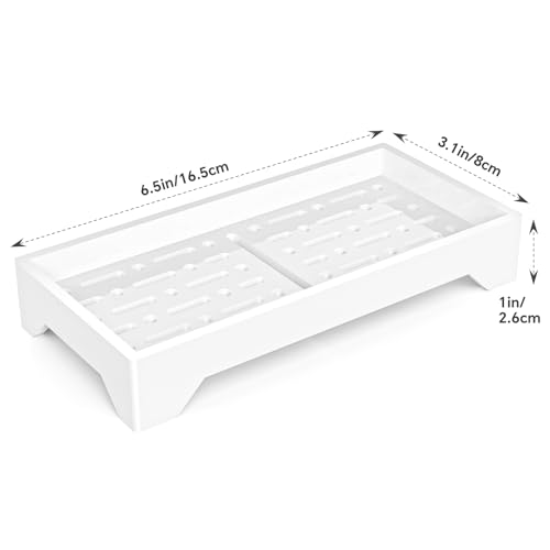 NiHome Self Draining Acrylic Soap Dish Fit for Kitsch, Durable Bathroom & Kitchen Soap Holder with 360° Airflow, Elegant Slotted Design to Keep Soap Bars Dry & Free from Residue, Easy to Clean (White) - color: White