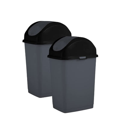 Superio Mini Desktop Trash Can with Swing Top Lid Portable Plastic Garbage Can for Countertop, Desktop, Make up Vanity, Bathroom, Car, Under Sink, Dorm Compact Waste Bin 5 L 1.25 Gal (2, Grey) - size: 1.25 Gallon, style: 2 Pack
