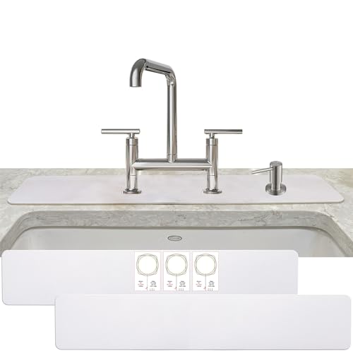 Customizable Faucet Mat Kitchen: AHA HOMEWARE Diatomite Rubber Kitchen Sink Splash Guard, Absorbent, Cuttable 2-PACK (Light Gray, 29") - color: Light Gray, size: 29" x 29"