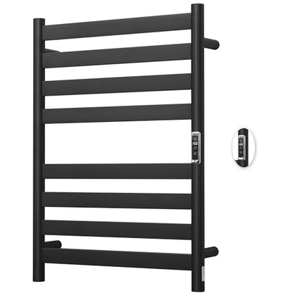 Heated Wall Mounted Electric Towel Warmer Rack,Timer & Temperature Control, 8 Bar Stainless Steel Towel Heater for Bathroom (Black, 8 Bars) - color: Black, size: 8 Bars