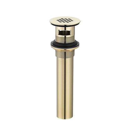Delle Rosa Brushed Gold Bathroom Sink Drain Strainer,Grid Drain Strainer Assembly with Overflow for Bathroom Sink, Vessel Sink Drain Made of Brass - color: Brushed Gold