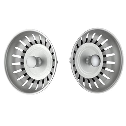 KANARY Stainless Steel Sink Strainer with Rubber Stopper(2-Pack, Stainless Steel) - color: Chrome, size: 2-pack