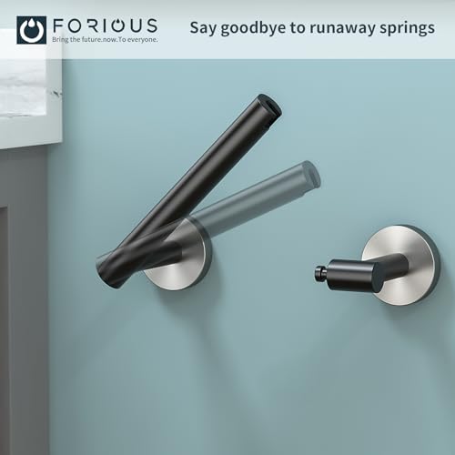 FORIOUS Commercial Toilet Paper Holder Wall Mount Bathroom Tissue Holder | Matte Black & Brushed Nickel | SUS304 Stainless Steel | Double Post Pivoting Toilet Paper Roll Holder | Screw-In | Round Base - color: Matte Black & Stainless Steel
