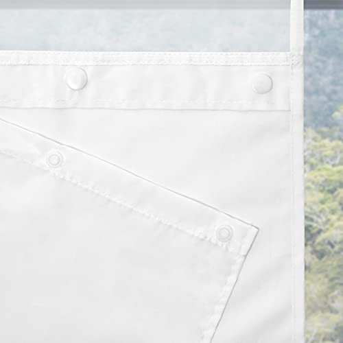 River Dream Modern Hotel Grade No Hooks Needed Shower Curtain with Snap in Liner White Standard-71 x 74"