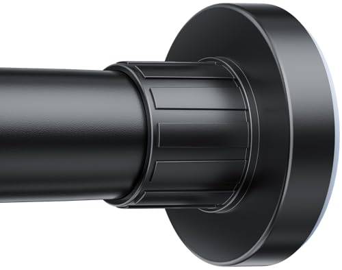Ausemku Shower Curtain Rod 32-80 Inch Adjustable - Heavy Duty No drill Spring Tension Shower Rod, Non-Slip Rustproof Telescopic Rod for Bathroom, Black - color: Black, size: 32-80 Inches