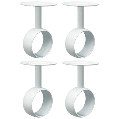 Alise Curtain Rod Holder Bracket 2''Dia,Closet Rod Holders Wall Mount,4Pcs | Ceiling Mounted Curtain Rod Flange Brackets,Ceiling Curtain Rod Brackets for Bathroom Curtain,Stainless Steel White Finish - color: White Finish, size: 51mm/2-Inch Dia.