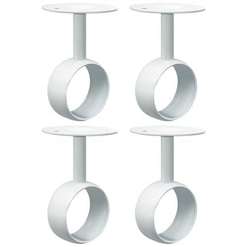 Alise Curtain Rod Holder Bracket 2''Dia,Closet Rod Holders Wall Mount,4Pcs | Ceiling Mounted Curtain Rod Flange Brackets,Ceiling Curtain Rod Brackets for Bathroom Curtain,Stainless Steel White Finish - color: White Finish, size: 51mm/2-Inch Dia.