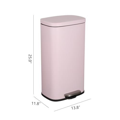 happimess Curtis 8 Gal Step Trash Can Soft Close 25", Blush Pink | Iron Construction, Satin Finish, Removable Liner, Steel Pedal, 20 Trash Bags Included, Kitchen Office Bin - color: Blush Pink