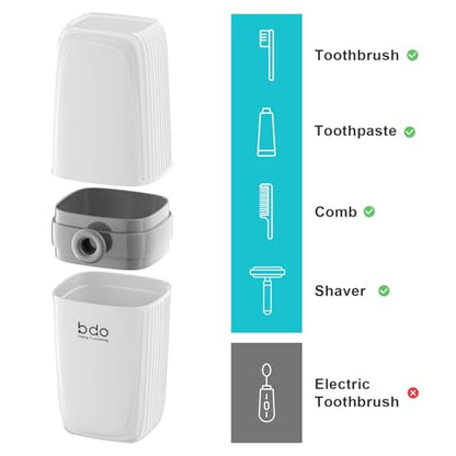 VITVITI Toothbrush Travel Case, Portable Leakproof Travel Soap Container Dish Tray, Portable 7.88 inch Toothpaste Toothbrush Holder with Cover for Trip/Bathroom/Camping, White A - color: White 2