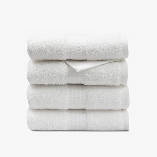 1888 Mills 4 Pack Premium Hand Towel Set, True Classics Premium Cotton Blend, Super Soft and Highly Absorbent Hand Towels for Bathroom, Hotels, Spa and Gym, White - color: Bright White, size: Hand Towel (Pack of 4)