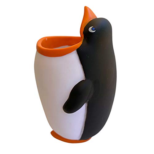 Kids Toothbrush Holder Toothbrush Organizer – Durable Silicone Animal Tooth Brush Holder – Easy to Clean Toothbrush and Toothpaste Holder – Toothbrush Holders for Bathrooms by Lily’s Home [Penguin] - color: Penguin