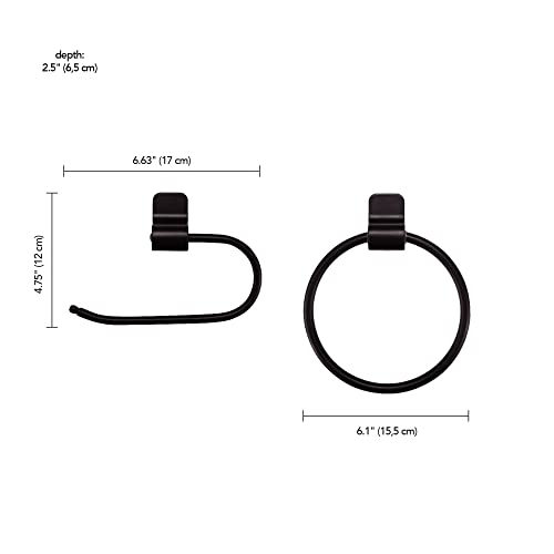 Globe Electric 3-Piece Powder Room Set, Matte Black, 2-Light Vanity with Clear Glass Shades and Matching Hardware, 51850 - color: Matte Black, Clear Glass, 2-Light